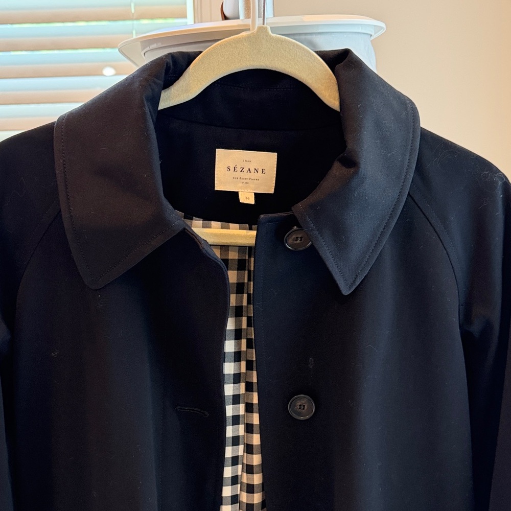 Sezane Black Clyde Trench Coat